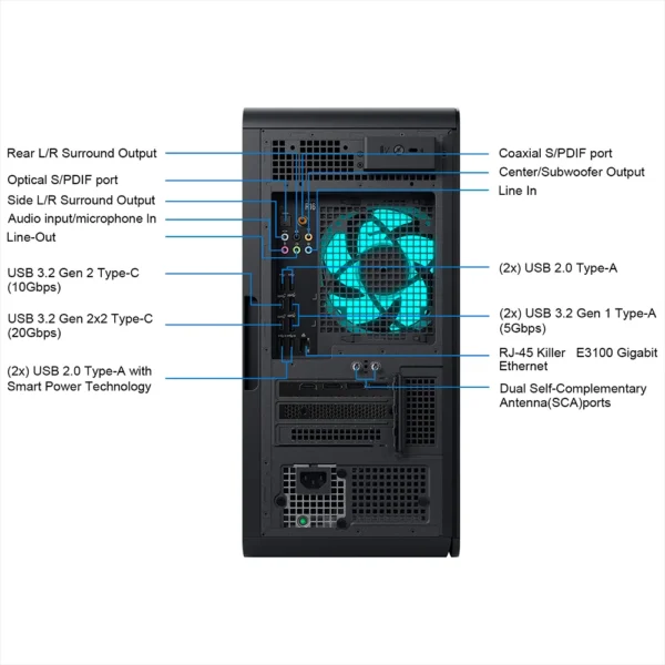 Alienware Aurora R16 Gaming Desktop,Intel i7-14700F,NVIDIA GeForce RTX 4060, Up to 64GB DDR5 RAM,4TB SSD,2TB HDD,Windows 11 Pro - Image 6