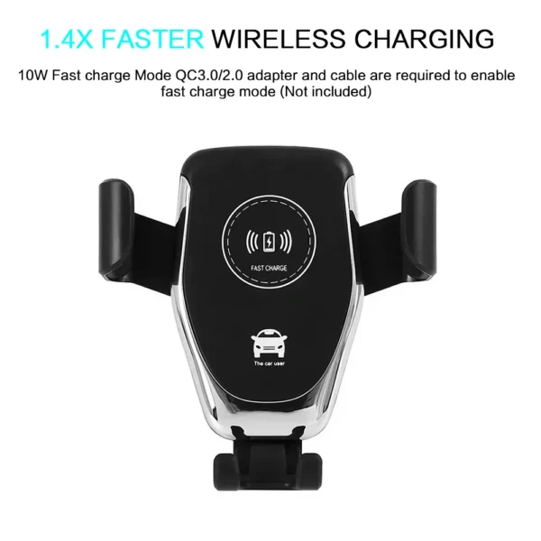 10W Qi Fast Wireless Car Charger with Auto-Clamping Mount for Windshield, Dashboard, and Vent, Convenient Phone Holder - Image 5