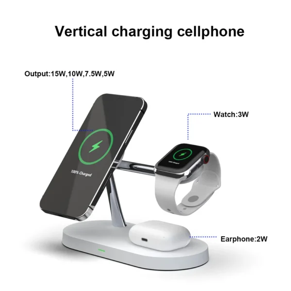 3 in 1 Wireless Charger Stand For iPhone 12 13 14 15 16 Fast Charging Station for Apple Watch 10 9 8 7 6 5 4 Airpods 2 3 Pro - Image 5