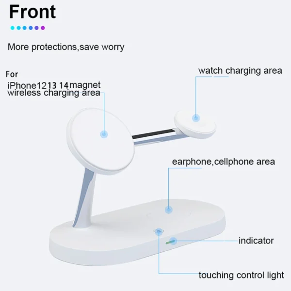 3 in 1 Wireless Charger Stand For iPhone 12 13 14 15 16 Fast Charging Station for Apple Watch 10 9 8 7 6 5 4 Airpods 2 3 Pro - Image 3