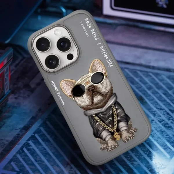 Luxury Hip-Hop Cat 3D Glasse Needle Embroidery With Lanyard Couple Case For iPhone 16  Pro Max Trend Original Fashion Cover - Image 4