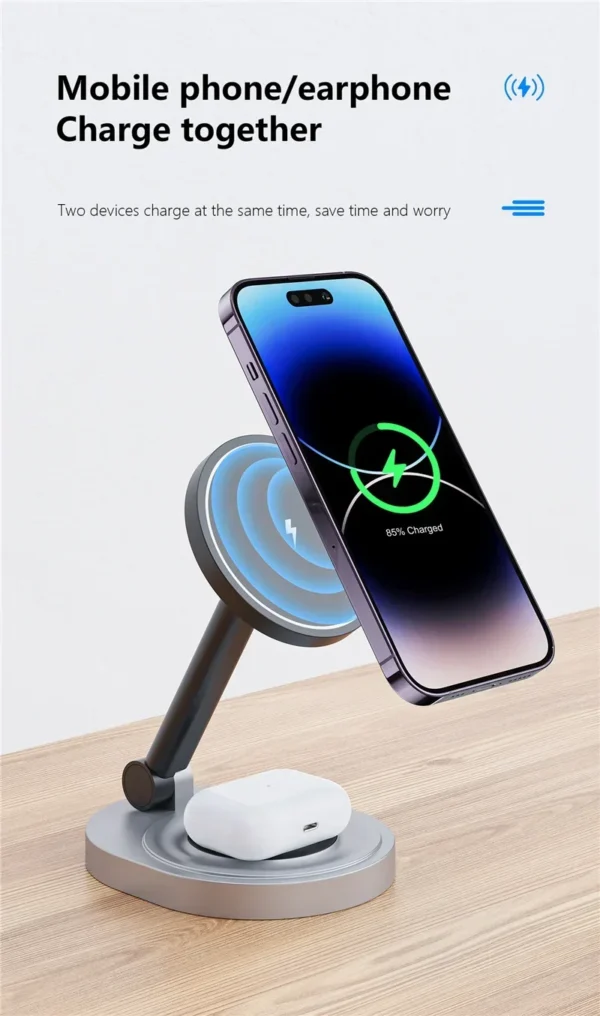 2 In 1 Magnetic Wireless Charger Stand Pad For iPhone 15 14 13 12 11 Pro Max 11 X Apple Watch Airpods Fast Charging Dock Station - Image 10