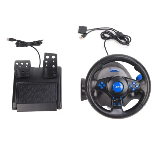 Gaming Steering Wheel 180 Degree Rotation Multifunctional 3 in 1 Game Racing Wheel with Pedals for PC - Image 4