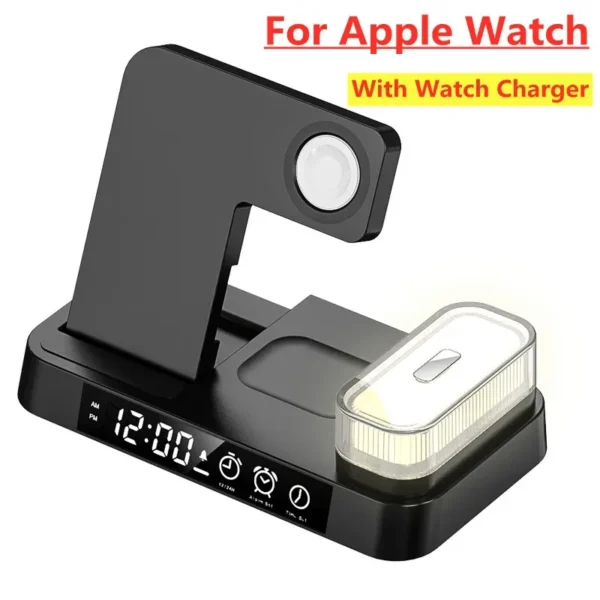 30W 3 In 1 Wireless Charger Stand Pad Alarm Clock Night Light Fast Charging Station Dock for iPhone Samsung Galaxy Watch IWatch - Image 9