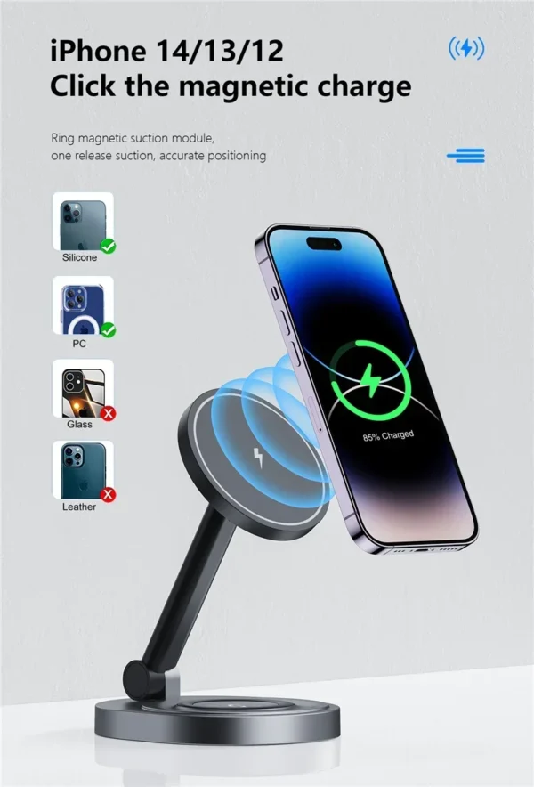 2 In 1 Magnetic Wireless Charger Stand Pad For iPhone 15 14 13 12 11 Pro Max 11 X Apple Watch Airpods Fast Charging Dock Station - Image 11