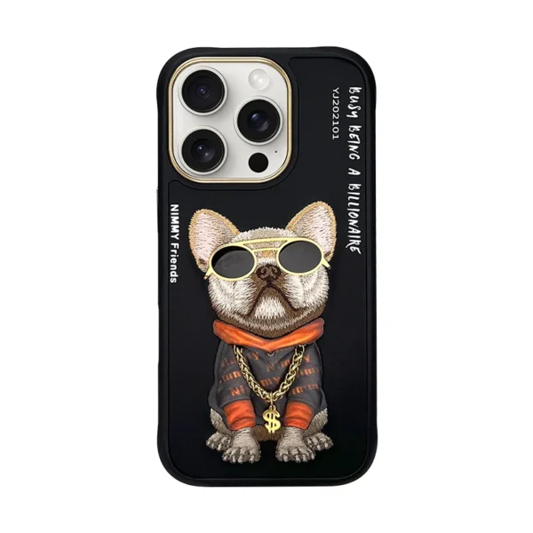 Luxury Hip-Hop Cat 3D Glasse Needle Embroidery With Lanyard Couple Case For iPhone 16  Pro Max Trend Original Fashion Cover - Image 7