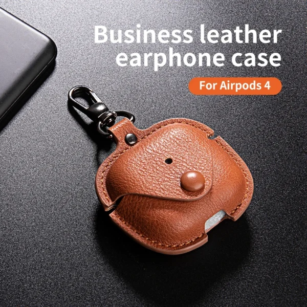 Retro Leather Case For AirPods 4 Business Earphone Cases For Apple AirPods 4 4th Generation 2024 Cover Headset Shell With Hook