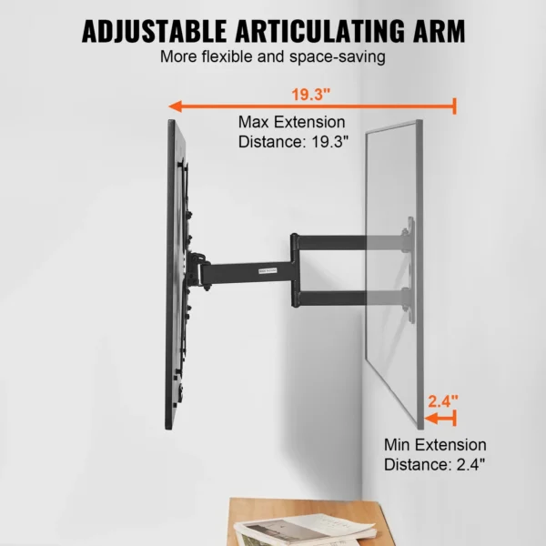 VEVOR Full Motion TV Mount Fit for Most 26-55 inch TVs Swivel Tilt Horizontal Adjustment TV Wall Mount Bracket Articulating Arms - Image 4