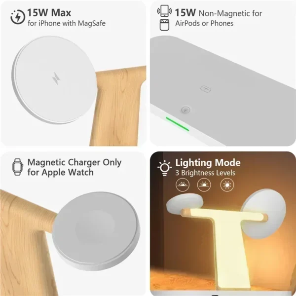 3 In 1 Magnetic Wireless Charger Stand For iPhone 16 15 14 Pro Max Apple Watch 9 8 7 Airprods Fast Charging Station Dock Holder - Image 5