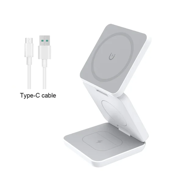 Wireless Charger 3 in 1 Foldable Magnetic Wireless Charging Station for iPhone 15 14 13 12 Pro Max Apple Watch 8 9 Charger - Image 9