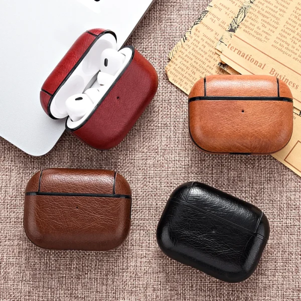 For Airpods Pro 2 Case Leather Business Earphone Case Headset Shell Headphone Cover For Apple Air Pod 3 Pro 2nd Generation USB C - Image 3