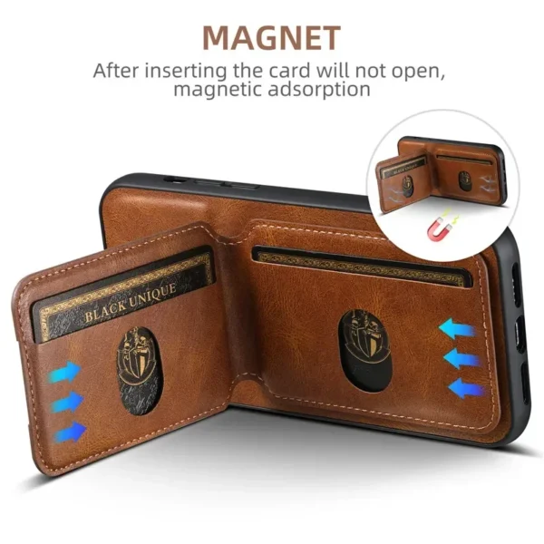 Luxury Wallet Phone Case Card Holder Leather Magnetic Pocket Cover For iPhone 16 15 14 13 12 11 Pro Max Plus XS XR 16ProMax - Image 4