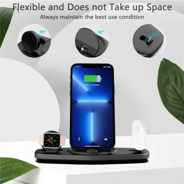 Foldable Wireless Charger Stand 3 in 1 for iPhone 16 15 14 13 Pro Max iWatch 8 7 Airpods Fast Charging Phone Holder Dock Station - Image 21