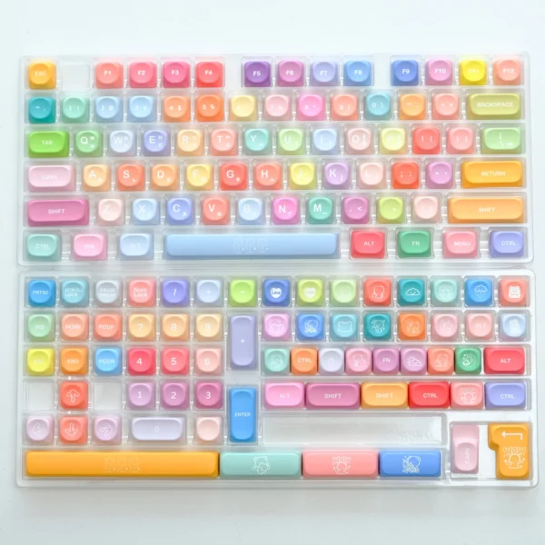 KBDiy KOA Profile Gummy Bears Keycap PBT Custom Korean Keycaps for Mechanical Keyboard Game Cute 141 Keys Caps ISO 7U Space Bar - Image 9