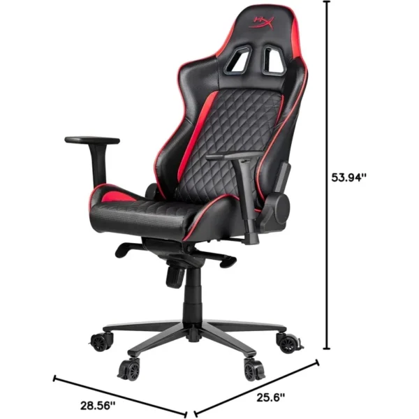 HyperX blast gaming chair-ergonomic gaming chair, leather upholstery video game chair-Red Black PC racing tilt gaslift foam - Image 2