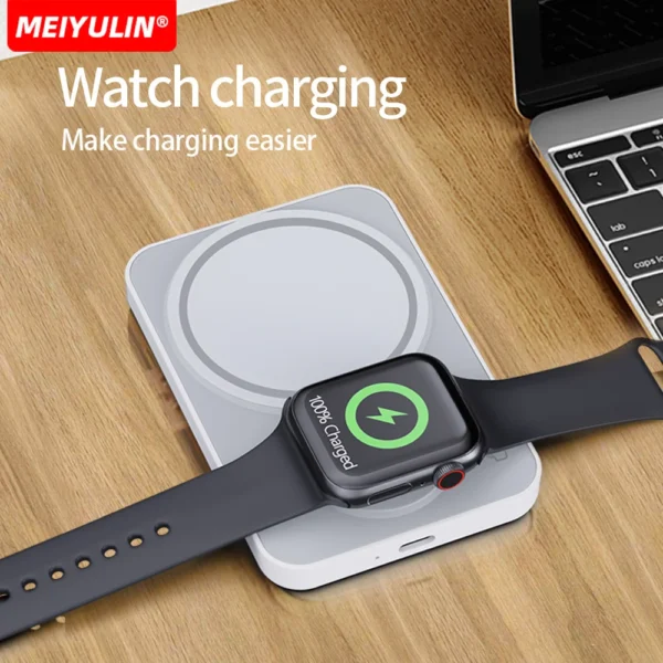 3in1 Wireless Magnetic Power Bank Portable External Spare Battery Wireless Fast Charger For Macsafe iPhone iWatch Apple Watch - Image 3