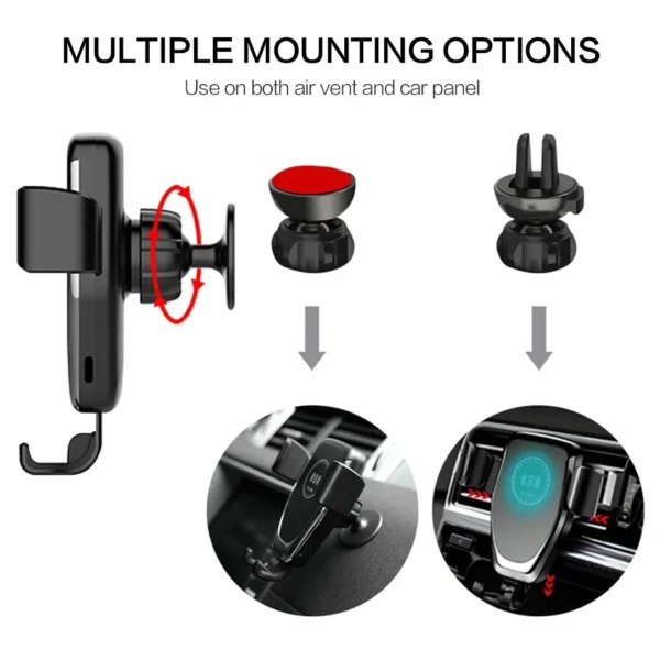 10W Qi Fast Wireless Car Charger with Auto-Clamping Mount for Windshield, Dashboard, and Vent, Convenient Phone Holder - Image 16