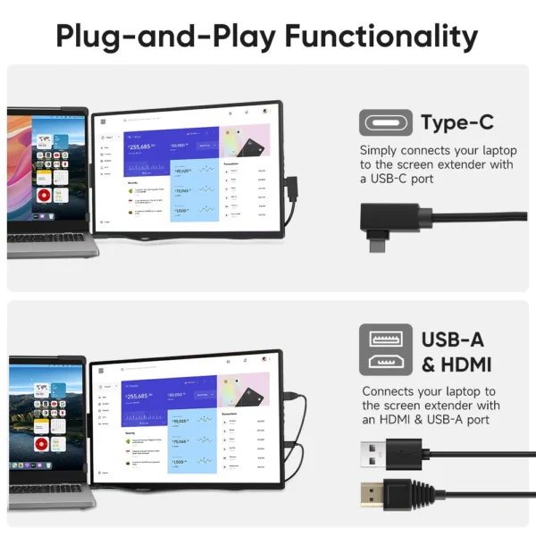 Dopesplay 14.1inch Portable Monitor 1200P FHD IPS Triple Dual Screen Extender display For PC Switch Gaming Mac Laptop to 17.3“ - Image 4