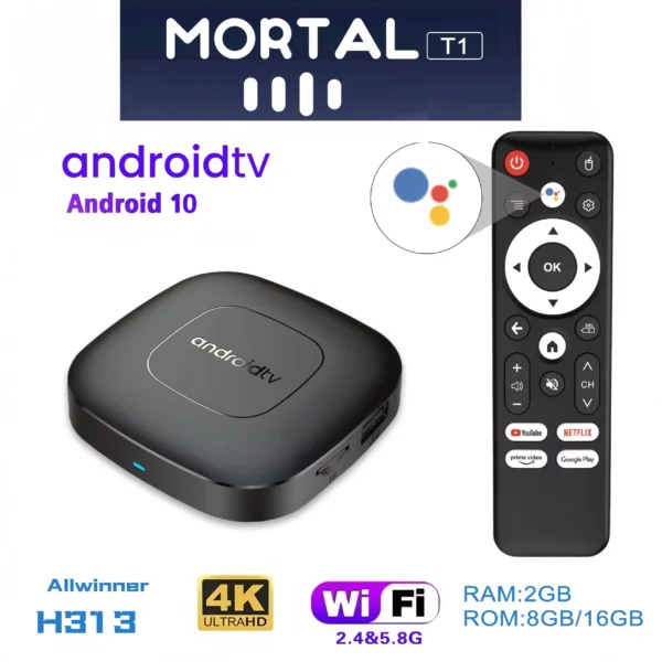 Mortal T1 Android Allwinner H313 BT5.0 Set Top Box 4K Ultra HD 2.4G 5.8G Dual WIFI 2GB16GB Home Theater Streaming Media Player