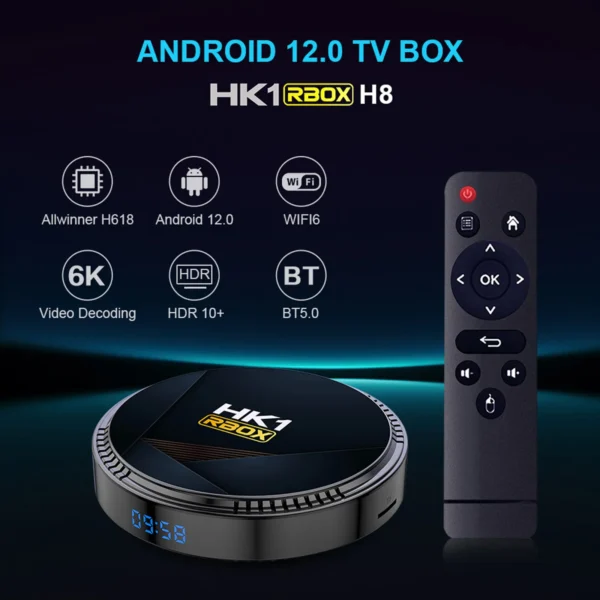 HK1 RBOX-H8 WIFI6 Android 12.0 Smart TV Box Allwinner H618 Quad-core 4K Media Player H.265 VP9 6K Decording Dual Band WiFi6 BT5 - Image 2