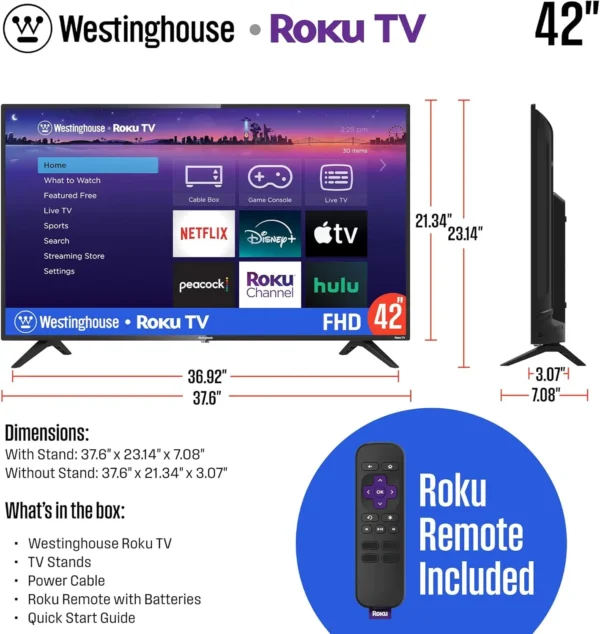 TV - 42 Inch Smart TV, 1080P LED Full HD TV with Wi-Fi Connectivity and Mobile App, Flat Screen TV Compatible with Apple Home - Image 5