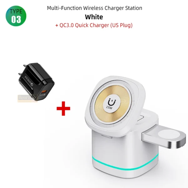 3 in 1 Transparent Magnetic 15W Wireless Charger Charger Stand For iPhone 14 13 12 ProMax Airpod Pro Watch 8 SE Charging Station - Image 7