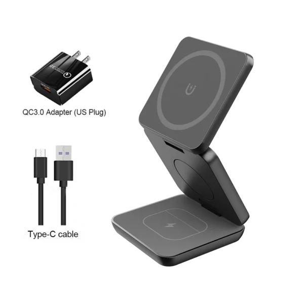 Wireless Charger 3 in 1 Foldable Magnetic Wireless Charging Station for iPhone 15 14 13 12 Pro Max Apple Watch 8 9 Charger - Image 8