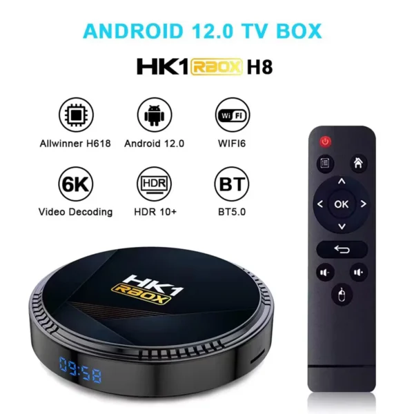 HK1 RBOX-H8 WIFI6 Android 12.0 Smart TV Box Allwinner H618 Quad-core 4K Media Player H.265 VP9 6K Decording Dual Band WiFi6 BT5 - Image 2