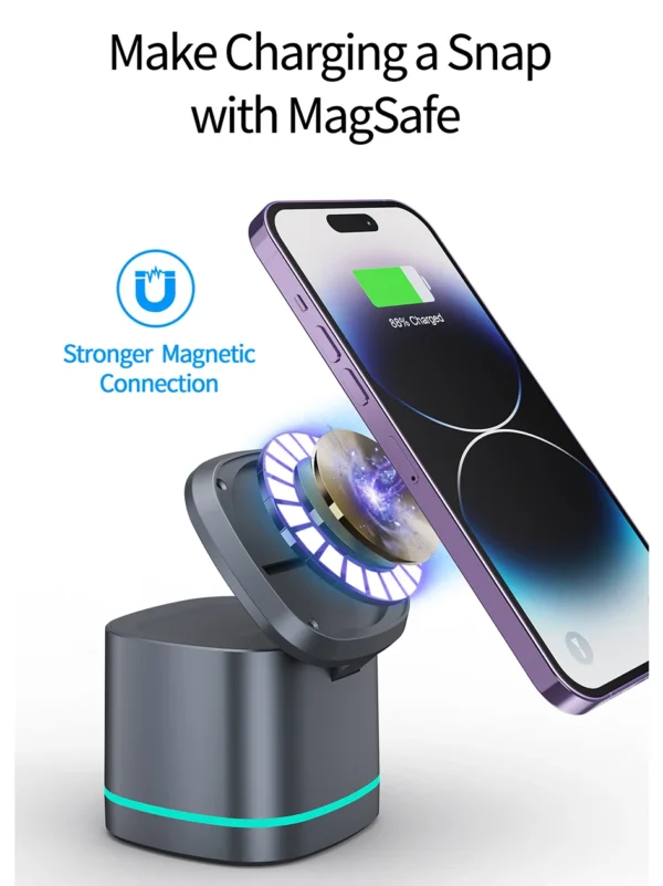 3 in 1 Transparent Magnetic 15W Wireless Charger Charger Stand For iPhone 14 13 12 ProMax Airpod Pro Watch 8 SE Charging Station - Image 20