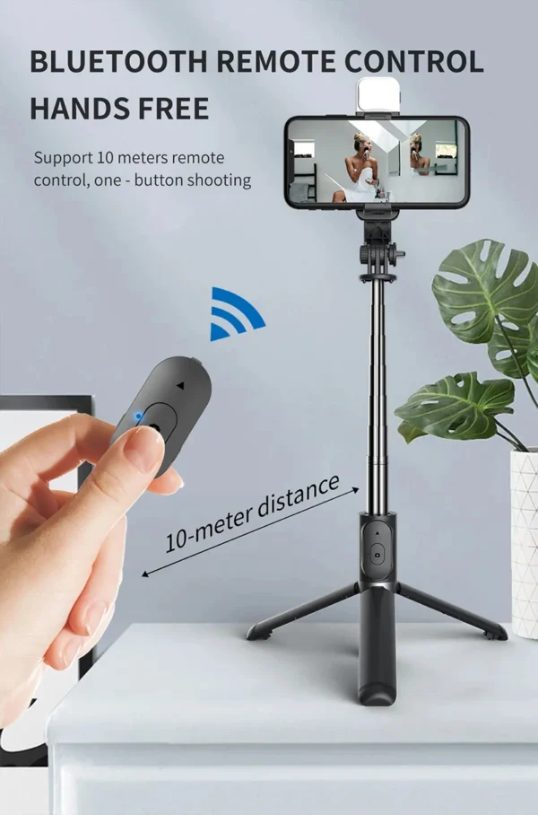 Lenovo Selfie Stick 1045mm with Wireless Bluetooth LED Fill Light Extended Tripod with Remote Shutter for Android IOS Cellphone - Image 12