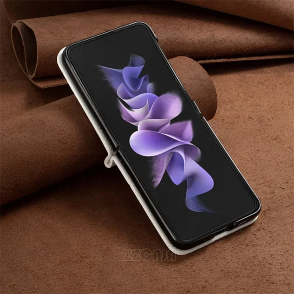 For Galaxy Z Flip 6 5 5G Cover Luxury Full Protect Noble Style Slim Leather Shell For Samsung Galaxy Z Flip 4 3 Fold Phone Case - Image 5