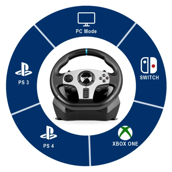 PXN V9 270°/900° Gaming Steering Wheel for PC Windows 7/8/10/11/PS4/PS3/Switch/Xbox One/Xbox Series X/S - Image 2