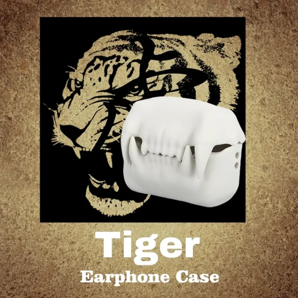 Tiger Tooth Wireless Earphone Cover With Keychain Silicone Protective Headphone Case Earbuds Case For Airpods Pro1/23 Accessorie - Image 3