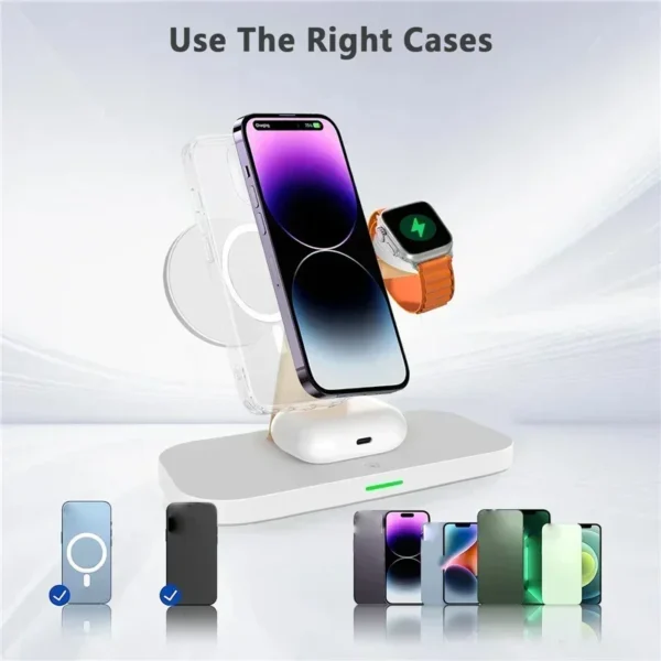 3 In 1 Magnetic Wireless Charger Stand For iPhone 16 15 14 Pro Max Apple Watch 9 8 7 Airprods Fast Charging Station Dock Holder - Image 16