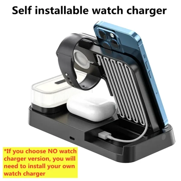 30W 3 In 1 Wireless Charger Stand Pad Alarm Clock Night Light Fast Charging Station Dock for iPhone Samsung Galaxy Watch IWatch - Image 6