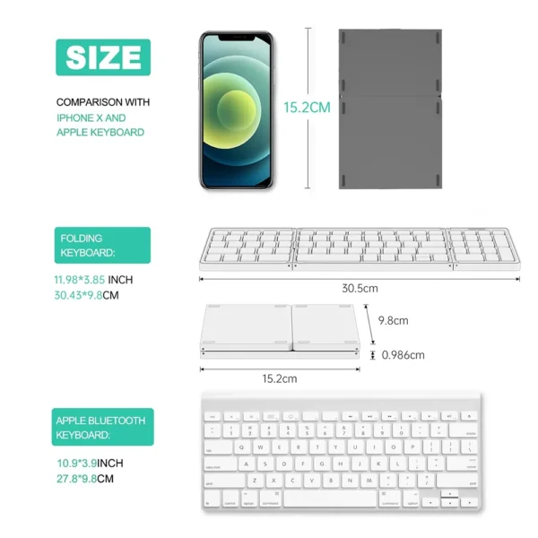 Beyour Folding Bluetooth Wireless Keyboard Numeric Keypad Number Pad B089 Foldable Portable Keyboard for Windows Android ios mac - Image 6