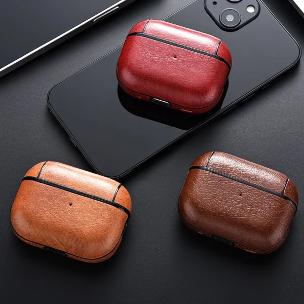 For Airpods Pro 2 Case Leather Business Earphone Case Headset Shell Headphone Cover For Apple Air Pod 3 Pro 2nd Generation USB C - Image 2