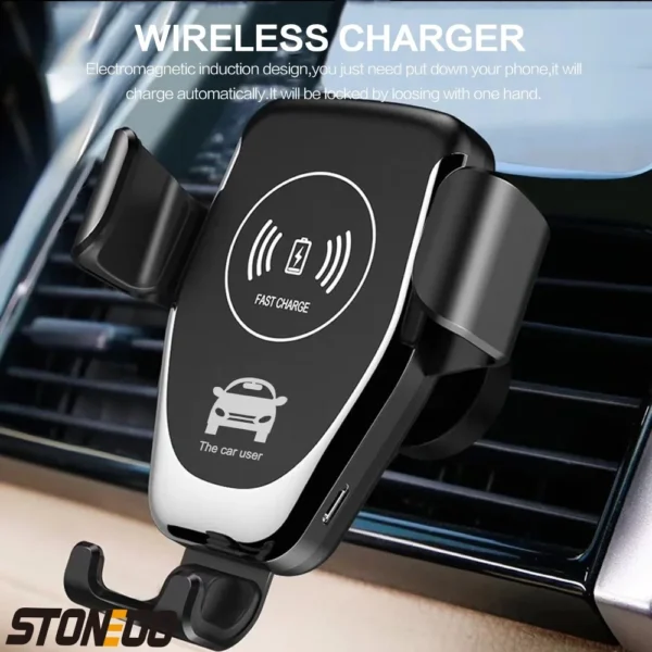 10W Qi Fast Wireless Car Charger with Auto-Clamping Mount for Windshield, Dashboard, and Vent, Convenient Phone Holder - Image 8