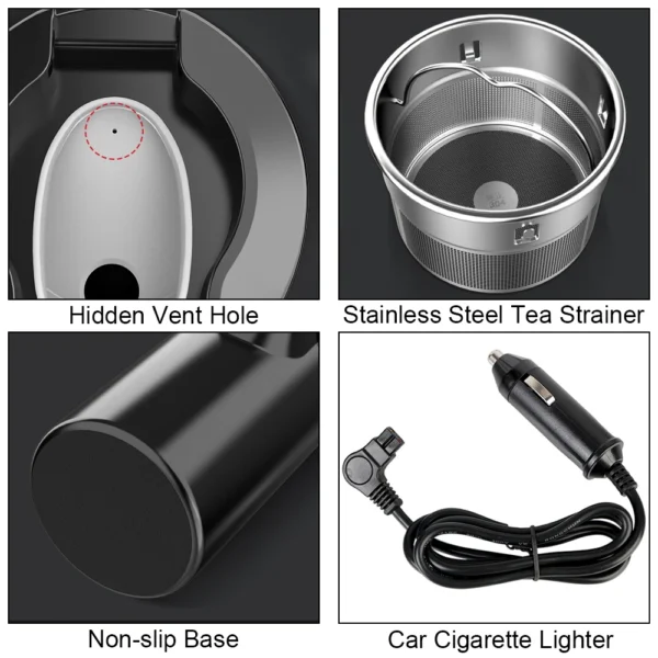 Portable LCD Display 450ML Water Warmer Bottle Stainless Steel Heat Preservation Car Heating Cup Electric Kettle 12V/24V - Image 15