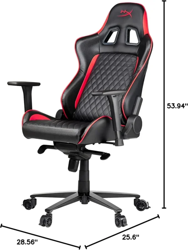 HyperX blast gaming chair-ergonomic gaming chair, leather upholstery video game chair-Red Black PC racing tilt gaslift foam - Image 7