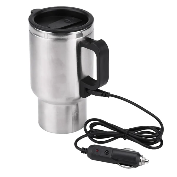 Camping Travel Kettle Water Coffee Milk Thermal Mug Vehicle Heating Cup Electric Heating Car Kettle 12V 450ml Stainless Steel - Image 2