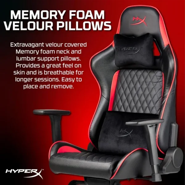 HyperX blast gaming chair-ergonomic gaming chair, leather upholstery video game chair-Red Black PC racing tilt gaslift foam - Image 6