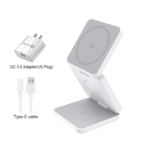 Wireless Charger 3 in 1 Foldable Magnetic Wireless Charging Station for iPhone 15 14 13 12 Pro Max Apple Watch 8 9 Charger - Image 11