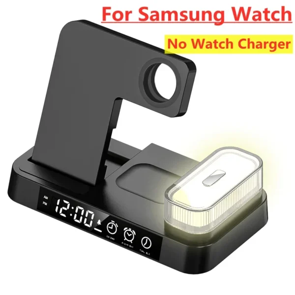 30W 3 In 1 Wireless Charger Stand Pad Alarm Clock Night Light Fast Charging Station Dock for iPhone Samsung Galaxy Watch IWatch - Image 10