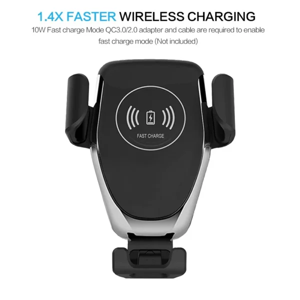 10W Qi Fast Wireless Car Charger with Auto-Clamping Mount for Windshield, Dashboard, and Vent, Convenient Phone Holder - Image 11