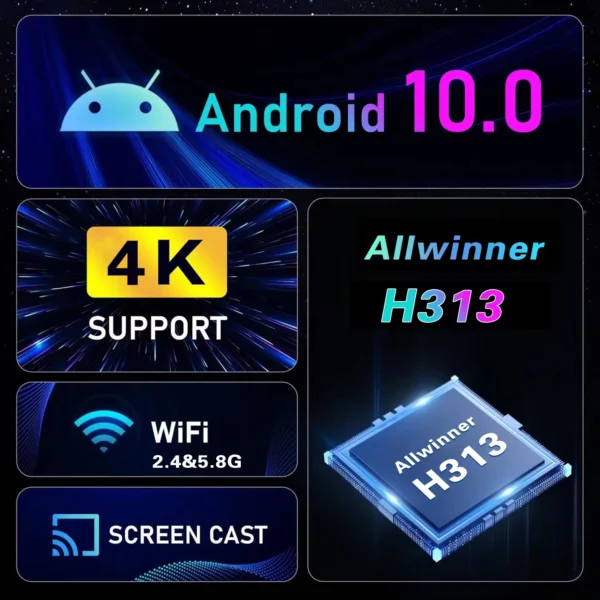 Mortal T1 Android Allwinner H313 BT5.0 Set Top Box 4K Ultra HD 2.4G 5.8G Dual WIFI 2GB16GB Home Theater Streaming Media Player - Image 2