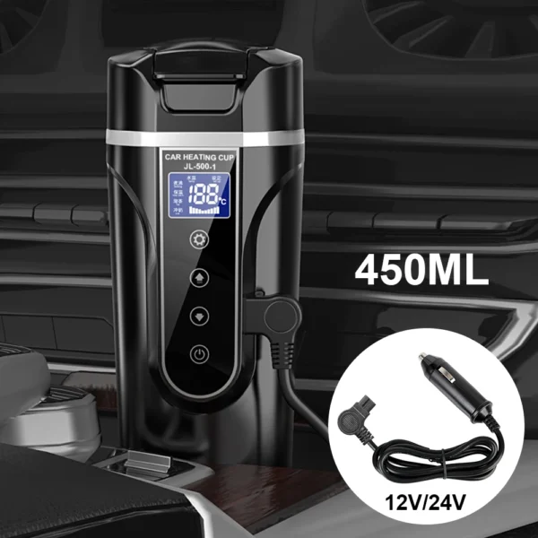 Portable LCD Display 450ML Water Warmer Bottle Stainless Steel Heat Preservation Car Heating Cup Electric Kettle 12V/24V - Image 11