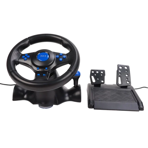 Gaming Steering Wheel 180 Degree Rotation Multifunctional 3 in 1 Game Racing Wheel with Pedals for PC - Image 5