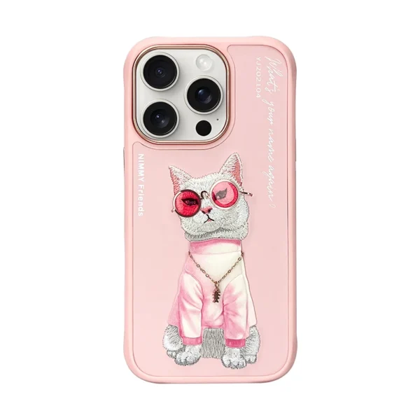 Luxury Hip-Hop Cat 3D Glasse Needle Embroidery With Lanyard Couple Case For iPhone 16  Pro Max Trend Original Fashion Cover - Image 6