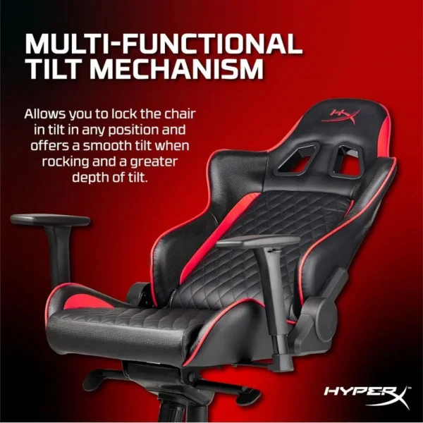 HyperX blast gaming chair-ergonomic gaming chair, leather upholstery video game chair-Red Black PC racing tilt gaslift foam - Image 5